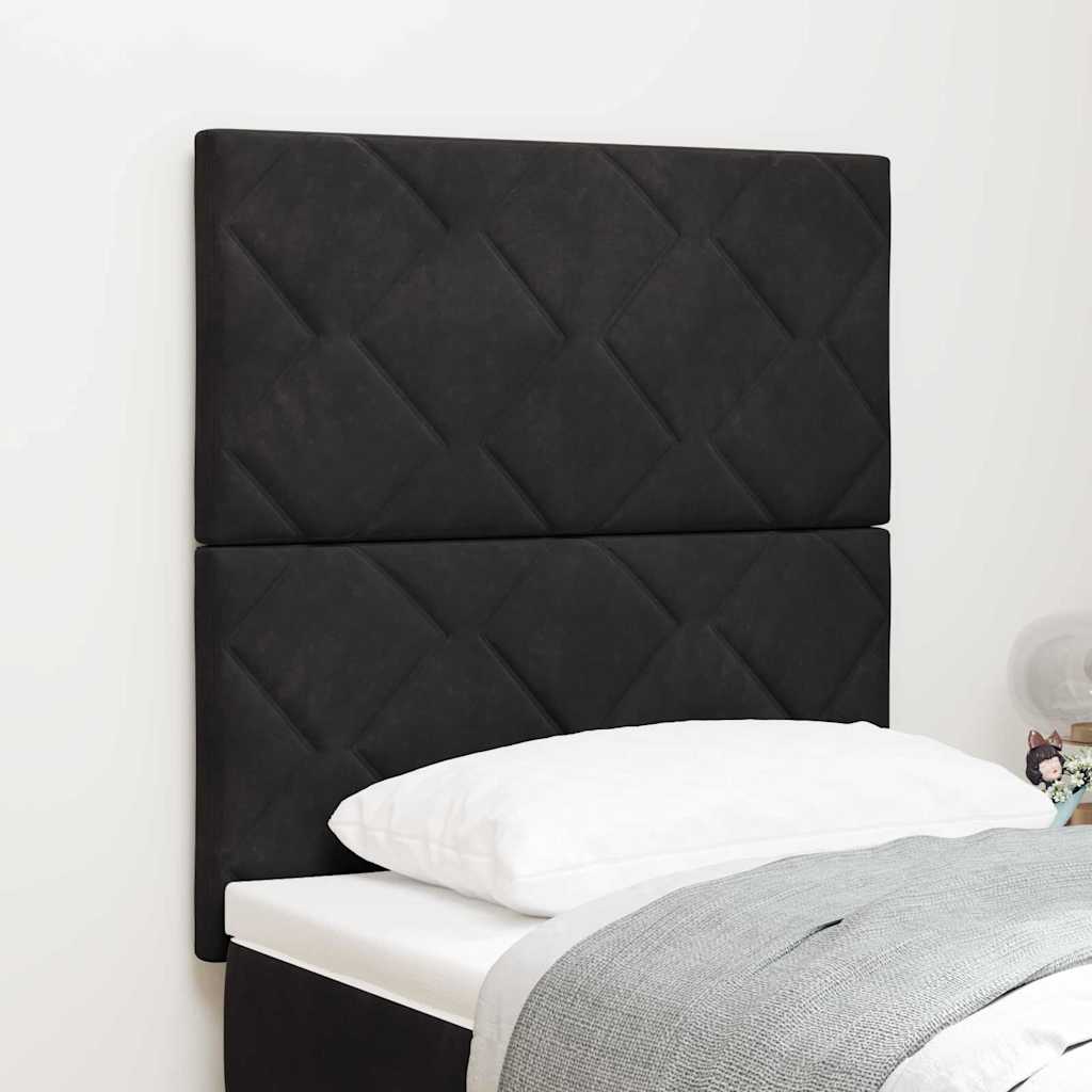 LED Kopfteil Schwarz 80 cm Samt