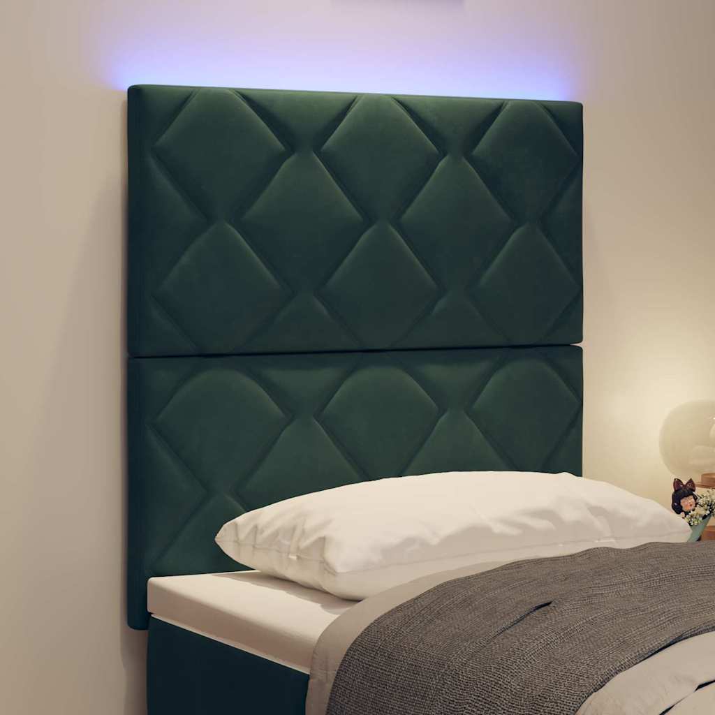 LED Kopfteil Dunkelgrün 80 cm Samt