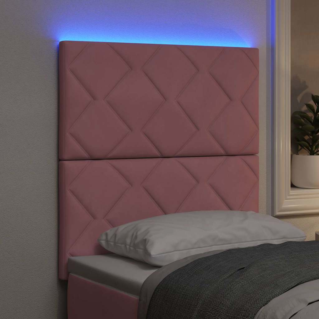 LED Kopfteil Rosa 80 cm Samt