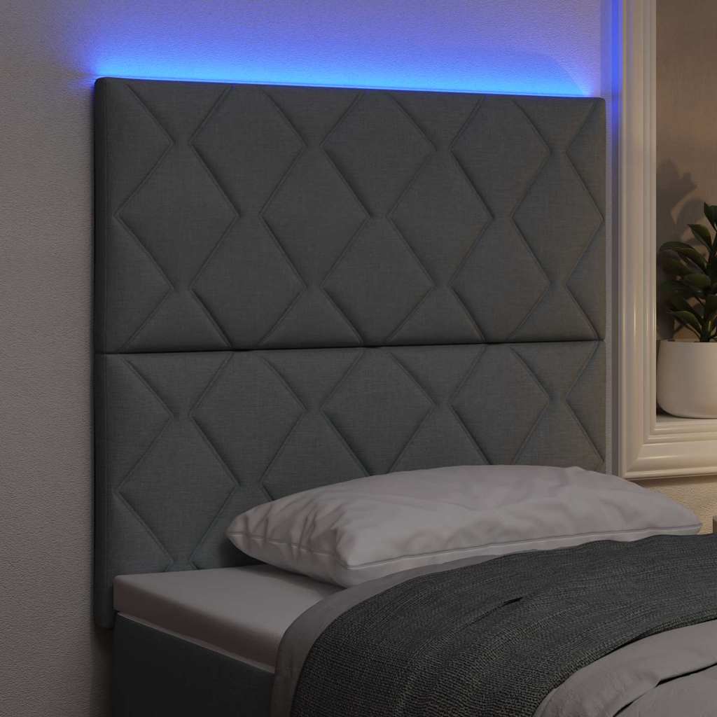 LED Kopfteil Hellgrau 90 cm Stoff