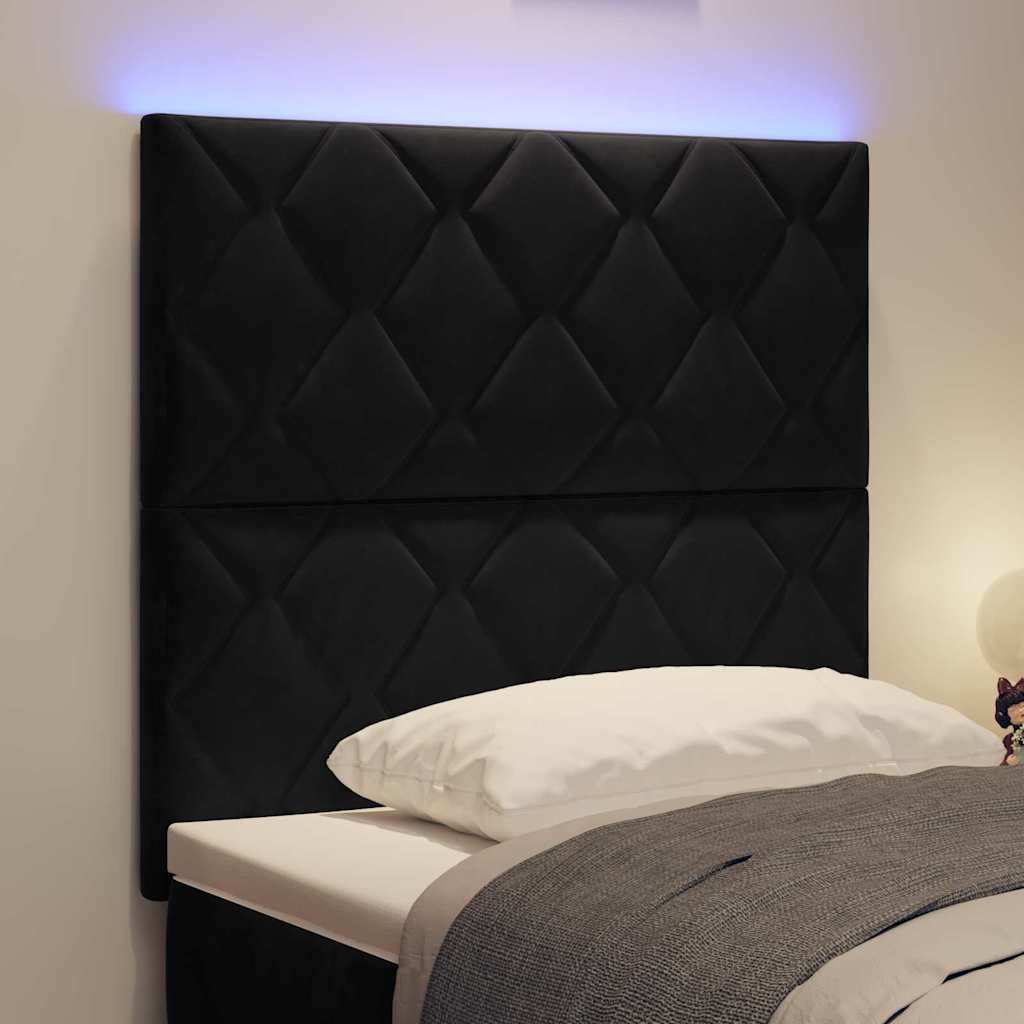 LED Kopfteil Schwarz 90 cm Samt