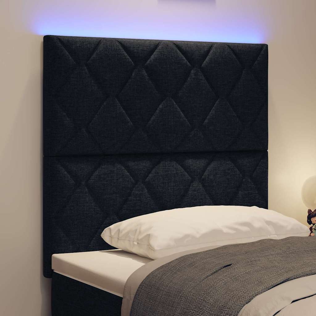 LED Kopfteil Schwarz Stoff