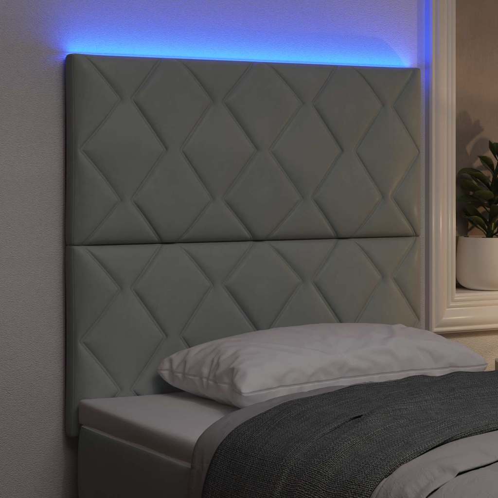 LED Kopfteil Hellgrau 100 cm Samt