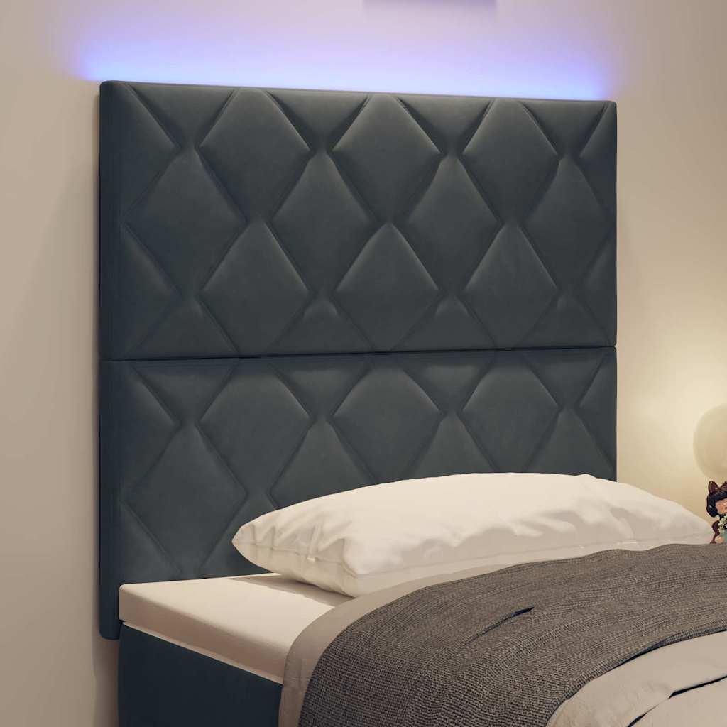 LED Kopfteil Dunkelgrau 100 cm Samt