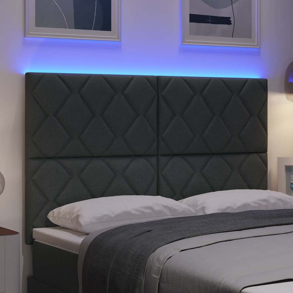 LED Kopfteil Grau 144 cm Stoff