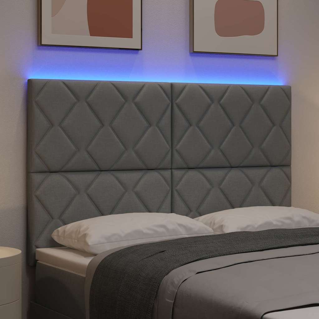 LED Kopfteil Hellgrau Stoff