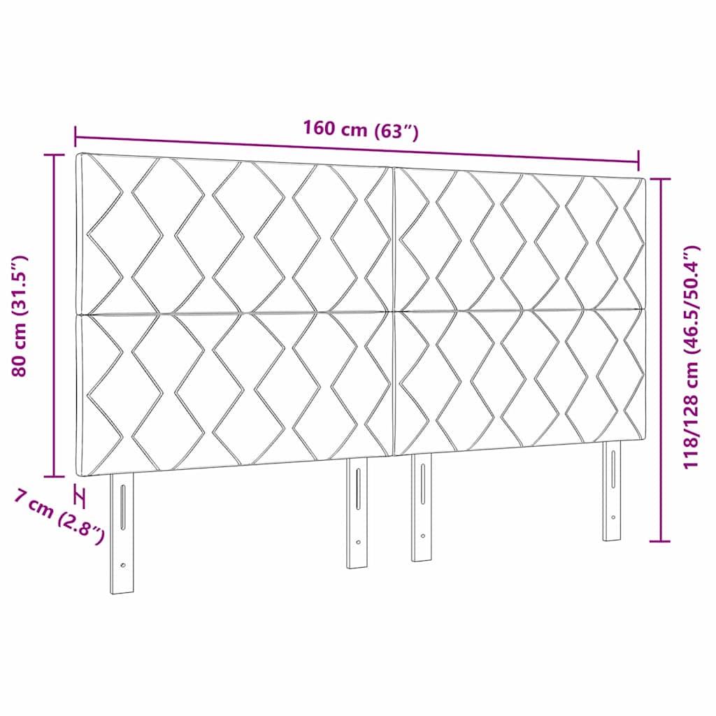 LED Kopfteil Schwarz 160 cm Samt