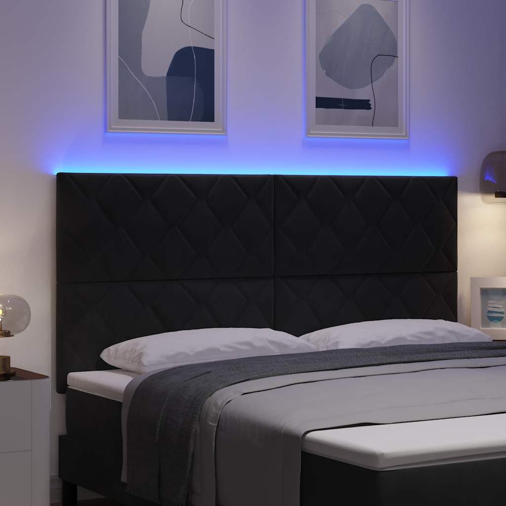 LED Kopfteil Schwarz 180 cm Samt