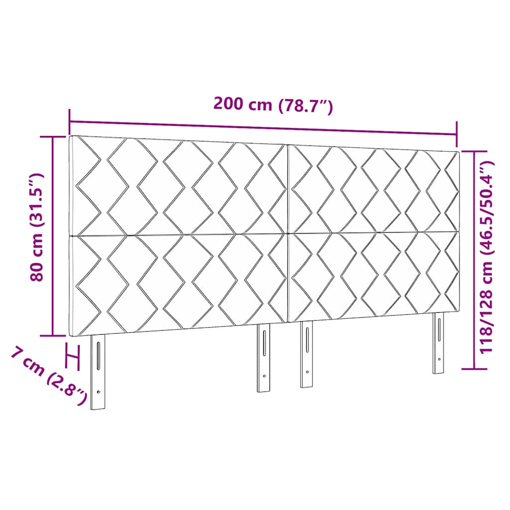 LED Kopfteil Hellgrau 200 cm Samt