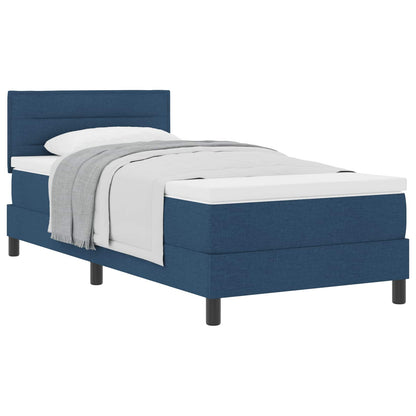 Boxspringbett mit Kissen mit Kopfteil Blau 90 x 190 cm Stoff