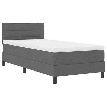 Boxspringbett mit Kopfteil Dunkelgrau 90 x 200 cm Stoff