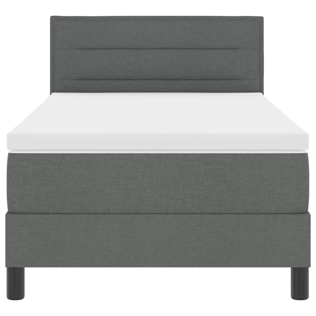 Boxspringbett mit Kopfteil Dunkelgrau 90 x 200 cm Stoff