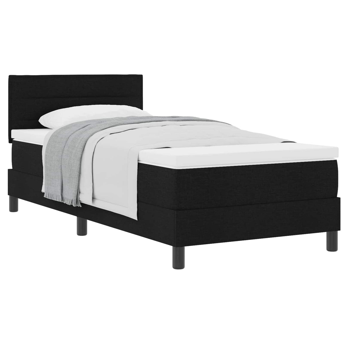 Boxspringbett mit Kopfteil Schwarz 90 x 200 cm Stoff