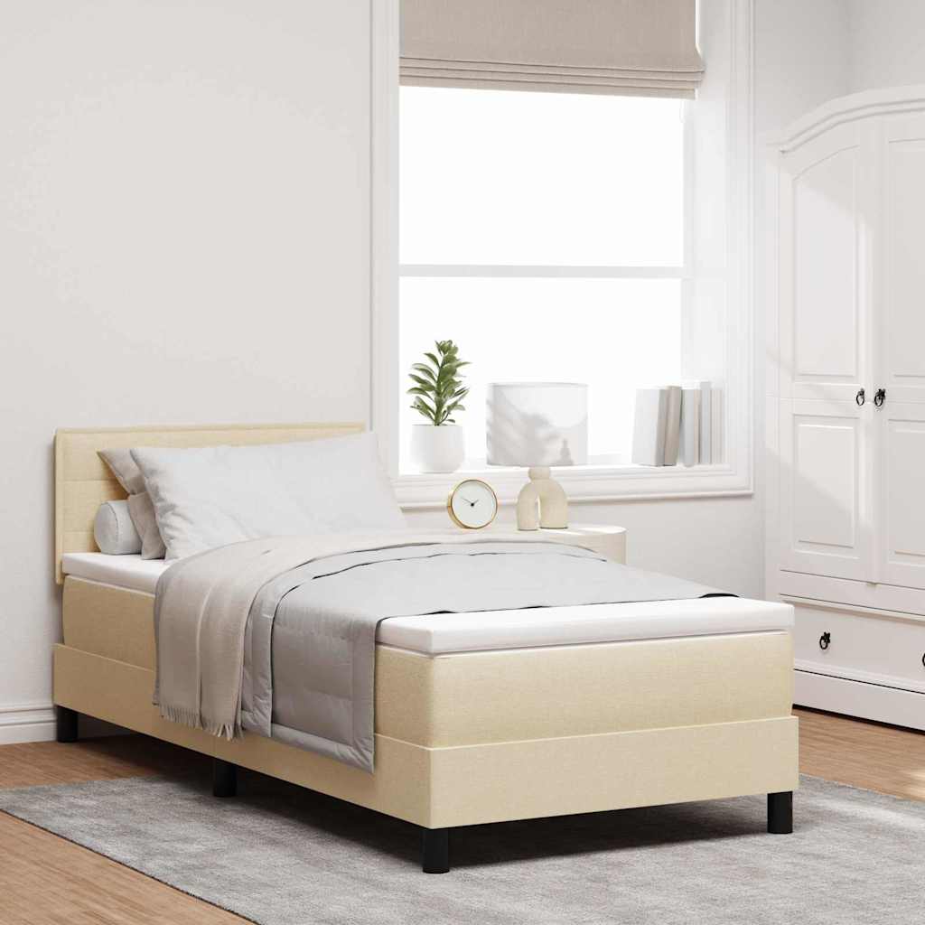 Boxspringbett mit Kopfteil Creme 90 x 200 cm Stoff