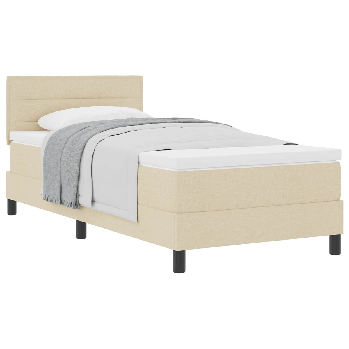 Boxspringbett mit Kopfteil Creme 90 x 200 cm Stoff