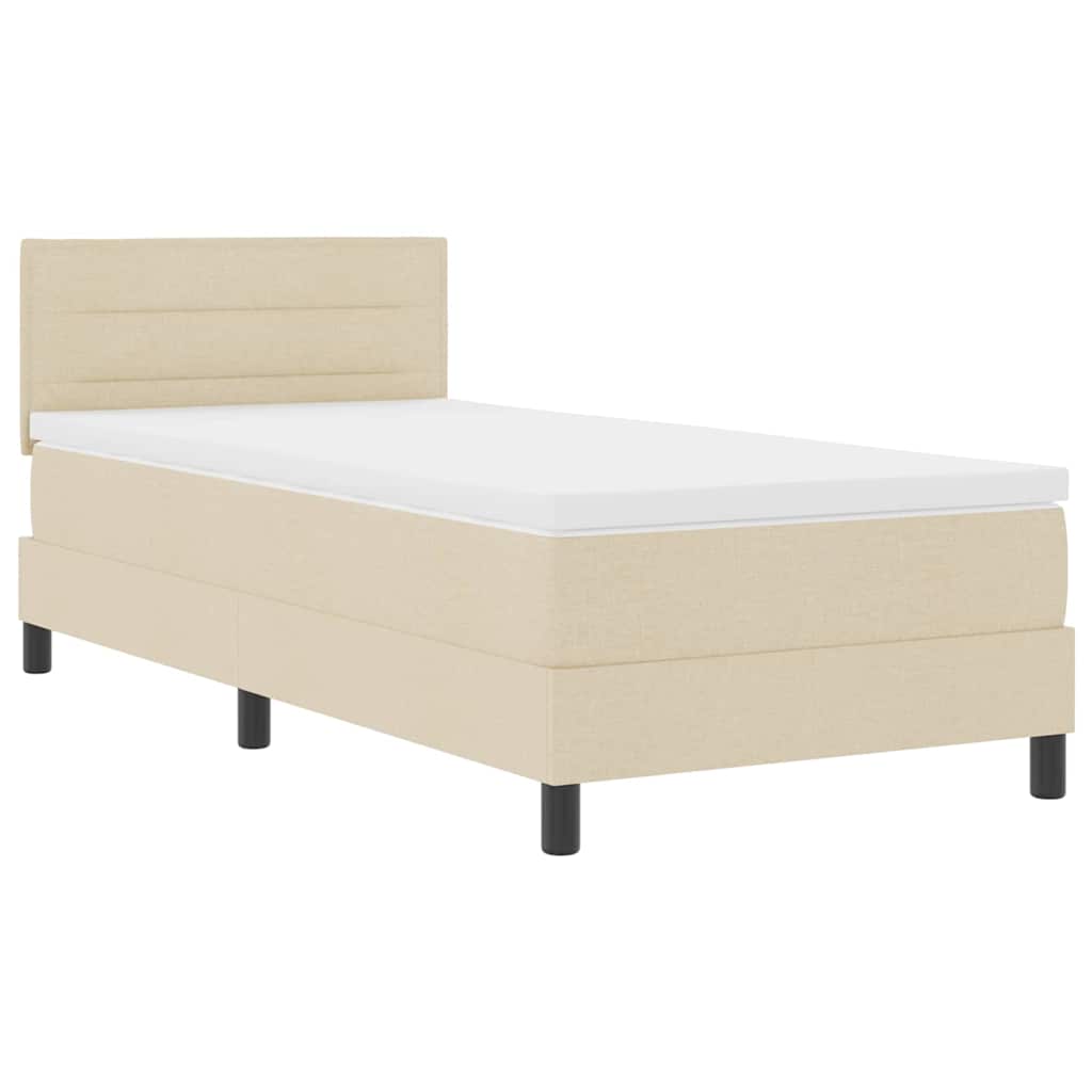 Boxspringbett mit Kopfteil Creme 90 x 200 cm Stoff