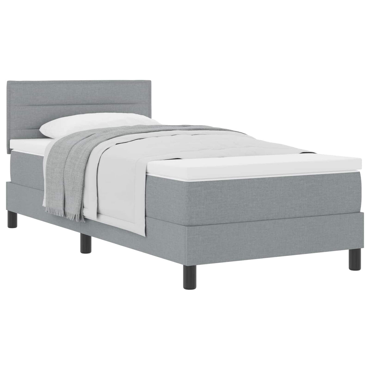 Boxspringbett mit Kopfteil Hellgrau 100 x 200 cm Stoff