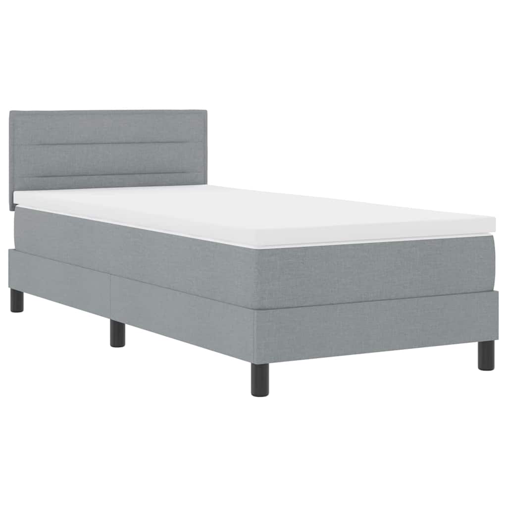 Boxspringbett mit Kopfteil Hellgrau 100 x 200 cm Stoff