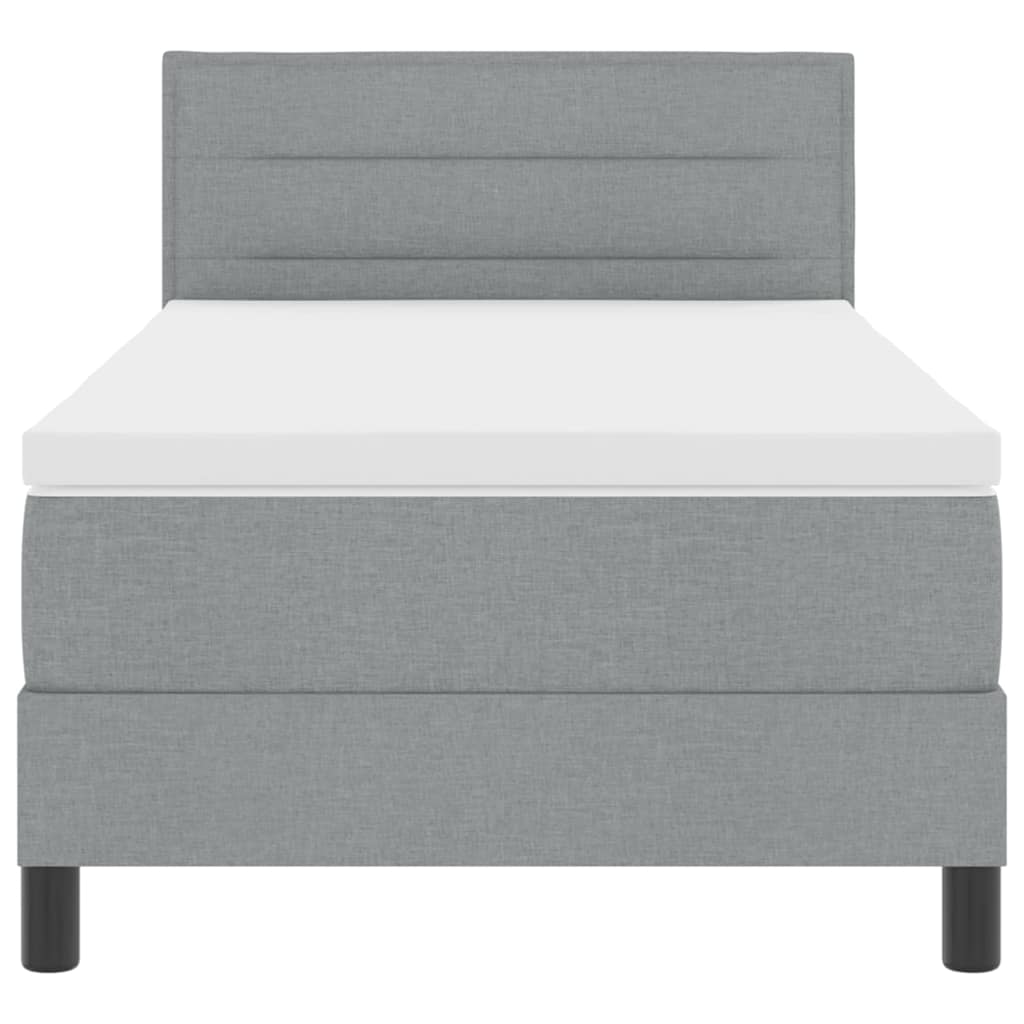 Boxspringbett mit Kopfteil Hellgrau 100 x 200 cm Stoff