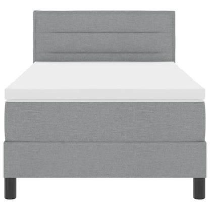 Boxspringbett mit Kopfteil Hellgrau 100 x 200 cm Stoff