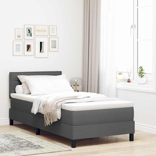 Boxspringbett mit Matratze Dunkelgrau 100 x 200 cm Stoff