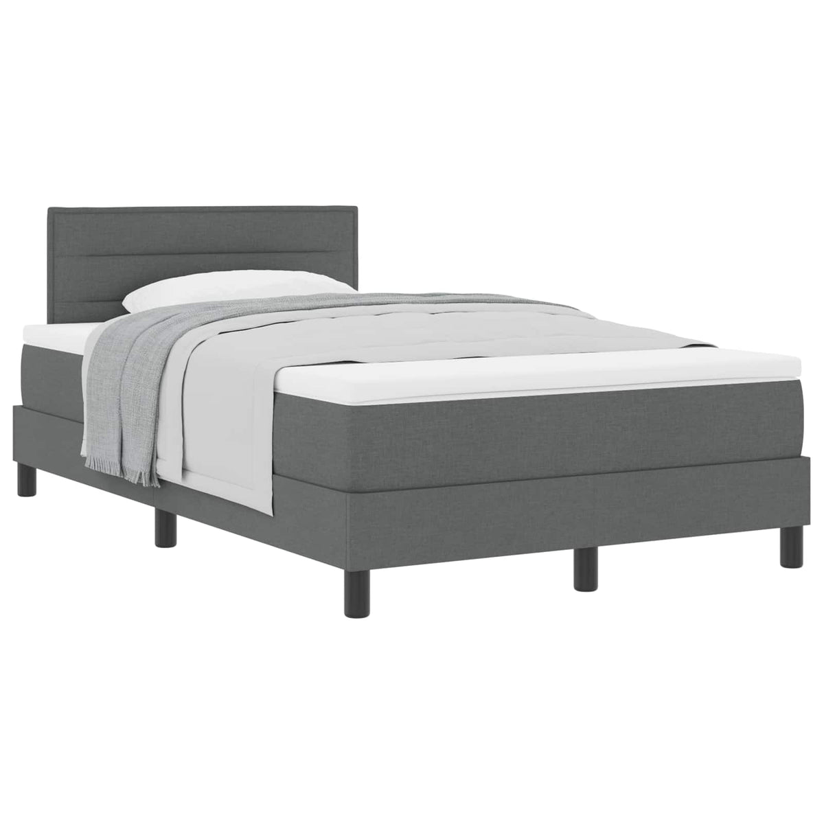 Boxspringbett mit Kopfteil Dunkelgrau 120 x 190 cm Stoff
