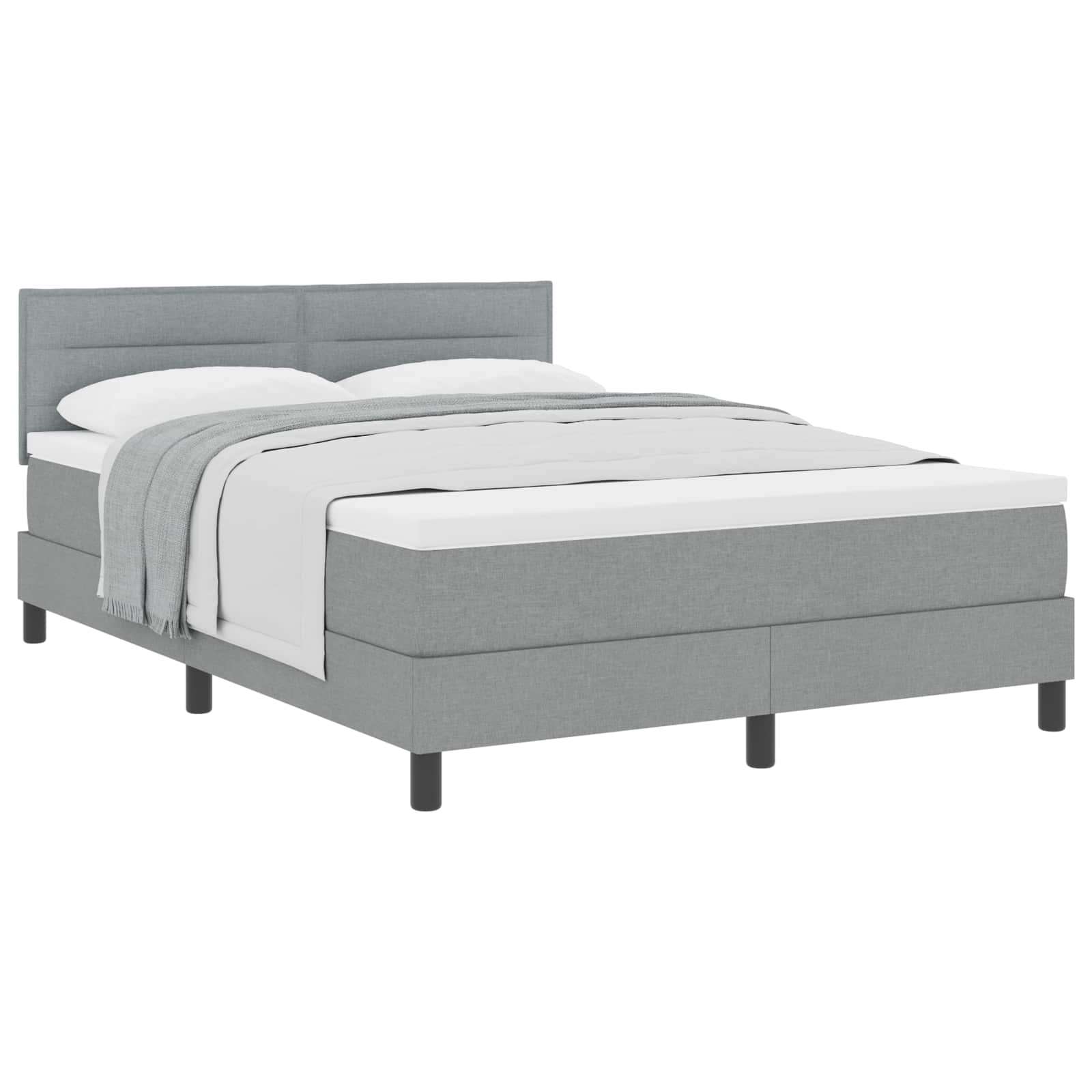 Boxspringbett mit Kopfteil Hellgrau 140 x 190 cm Stoff