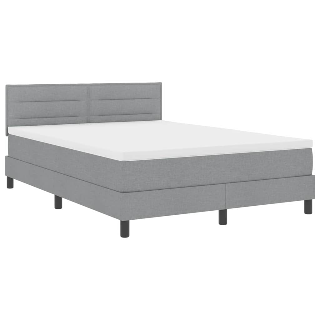 Boxspringbett mit Kopfteil Hellgrau 140 x 190 cm Stoff