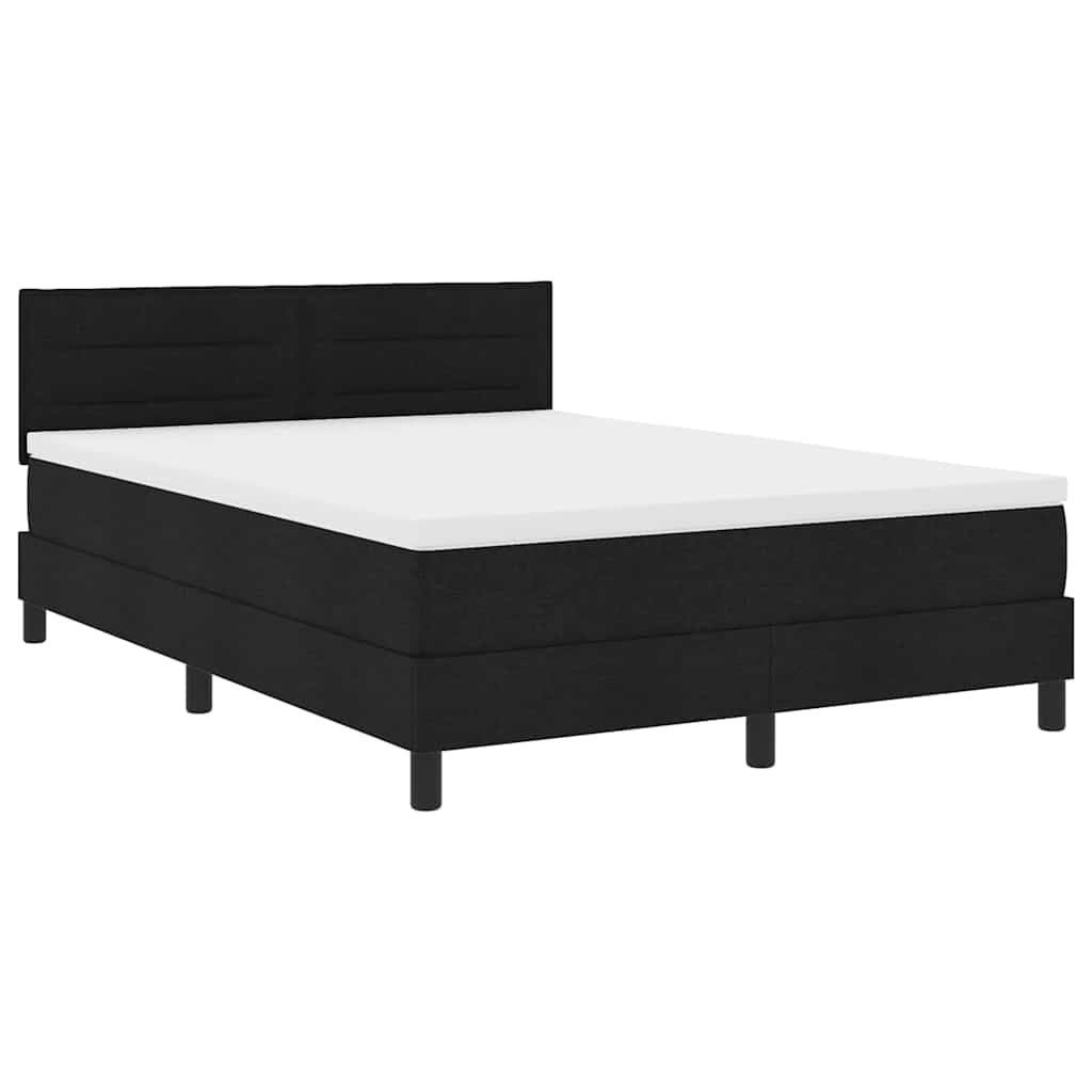Boxspringbett mit Kopfteil Schwarz 140 x 190 cm Stoff