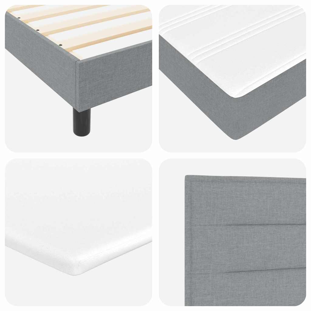 Boxspringbett mit Kopfteil Hellgrau 140 x 200 cm Stoff