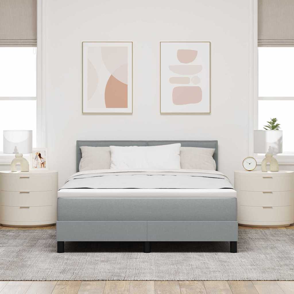 Boxspringbett mit Kopfteil Hellgrau 140 x 200 cm Stoff