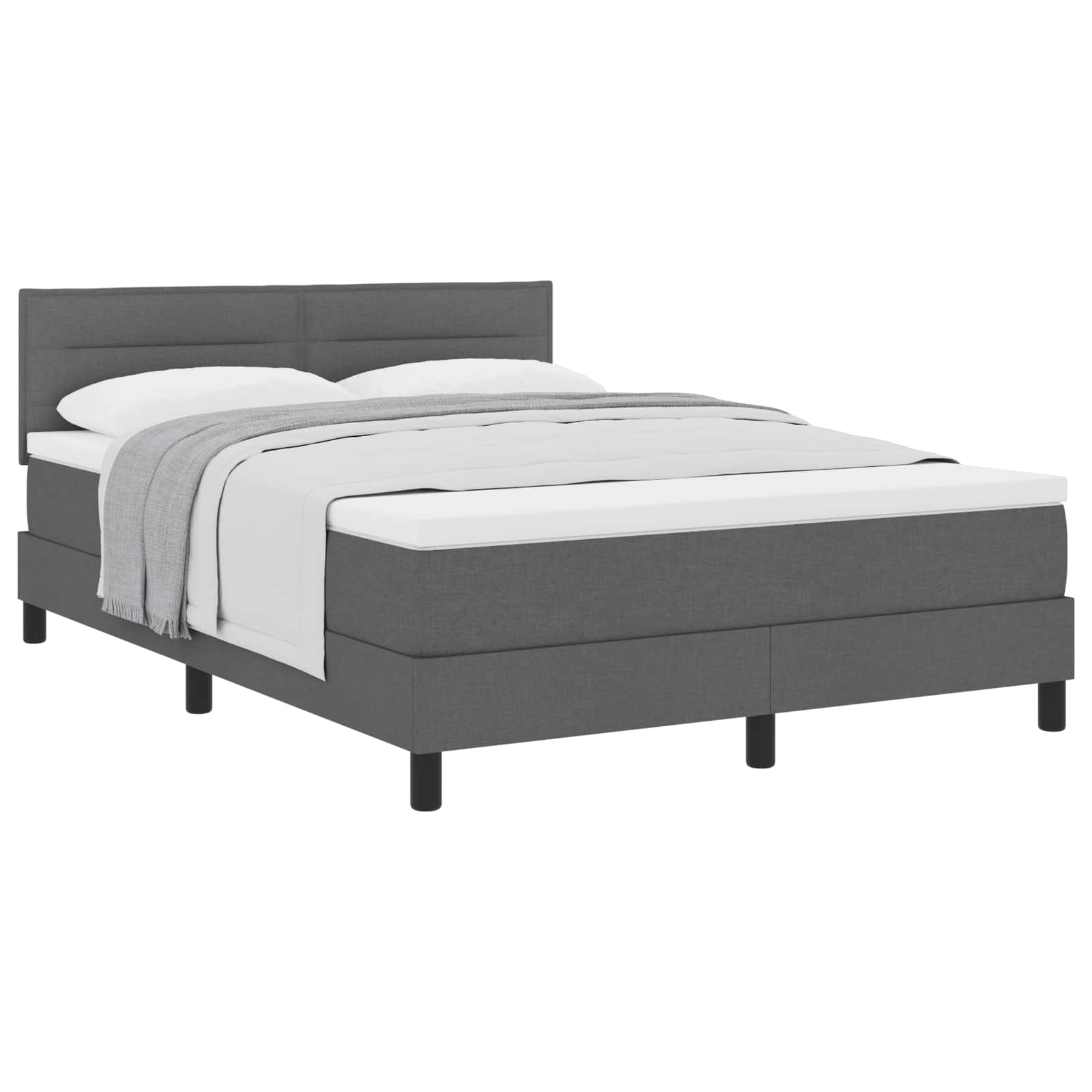 Boxspringbett mit Kopfteil Dunkelgrau 140 x 200 cm Stoff
