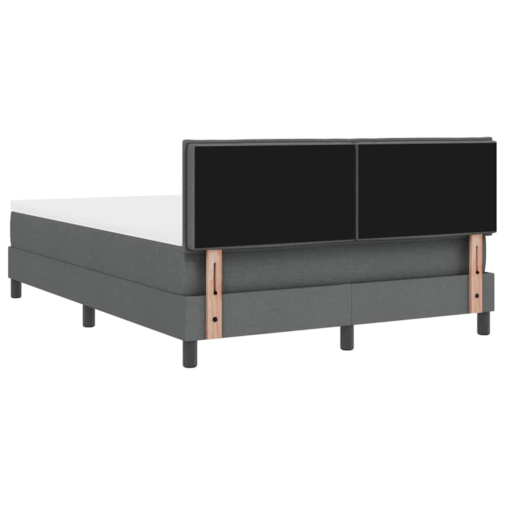Boxspringbett mit Kopfteil Dunkelgrau 140 x 200 cm Stoff