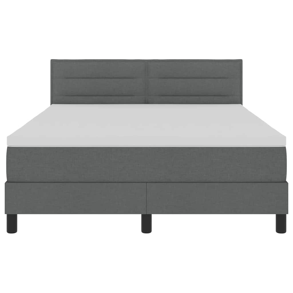 Boxspringbett mit Kopfteil Dunkelgrau 140 x 200 cm Stoff