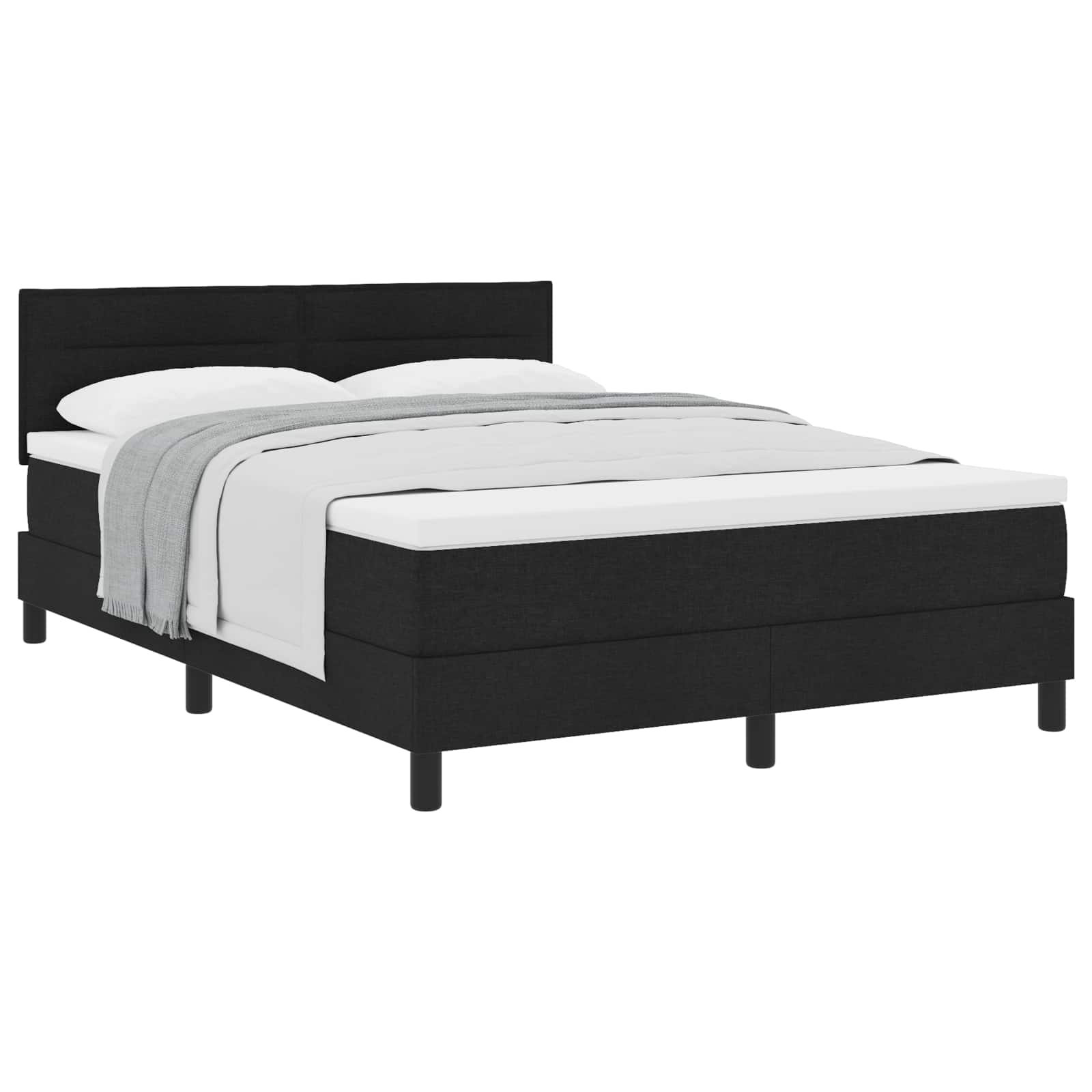 Boxspringbett mit Kissen Schwarz 140 x 200 cm Stoff