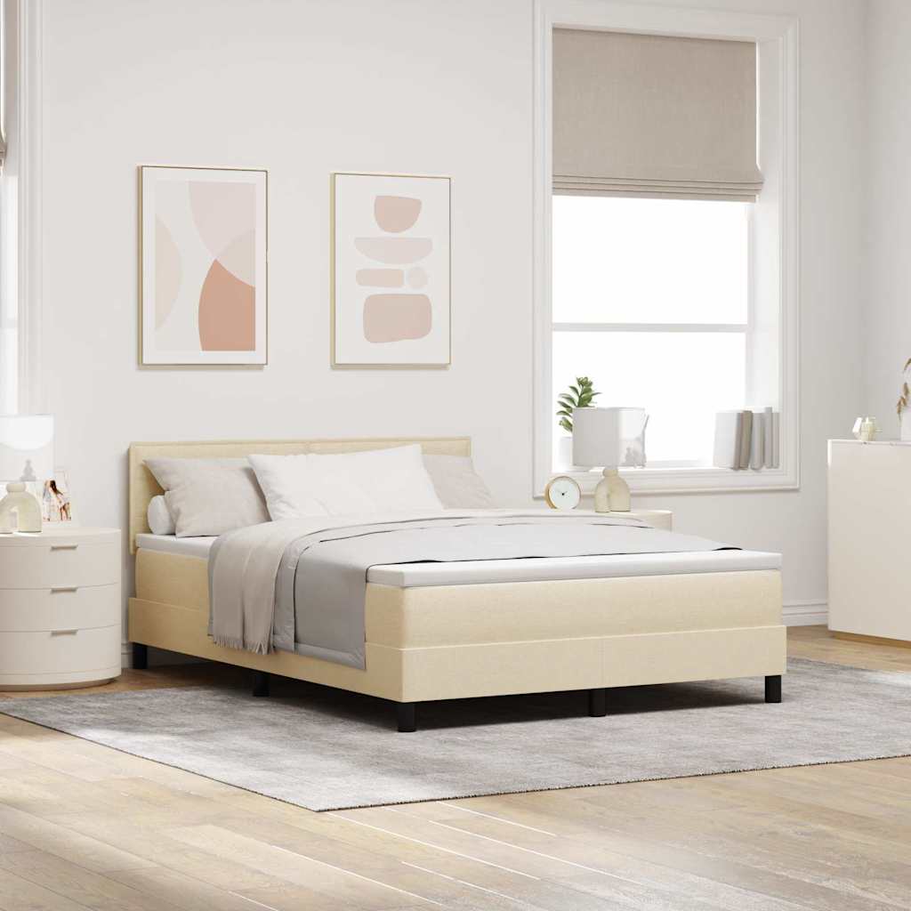 Boxspringbett mit Kopfteil Creme 160 x 200 cm Stoff