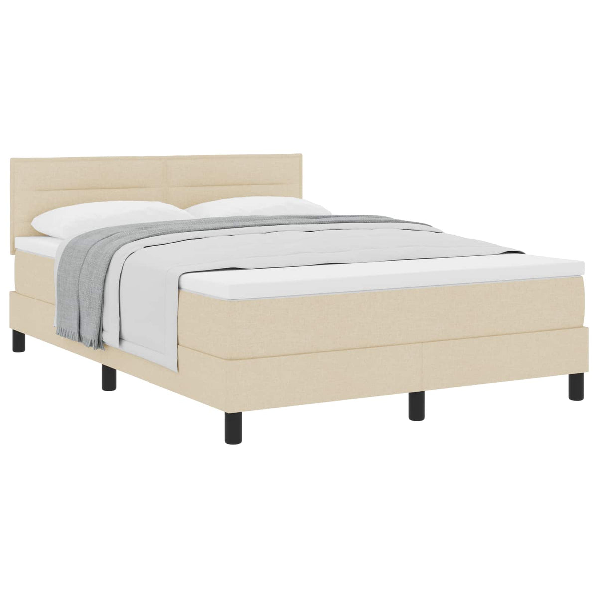 Boxspringbett mit Kopfteil Creme 160 x 200 cm Stoff