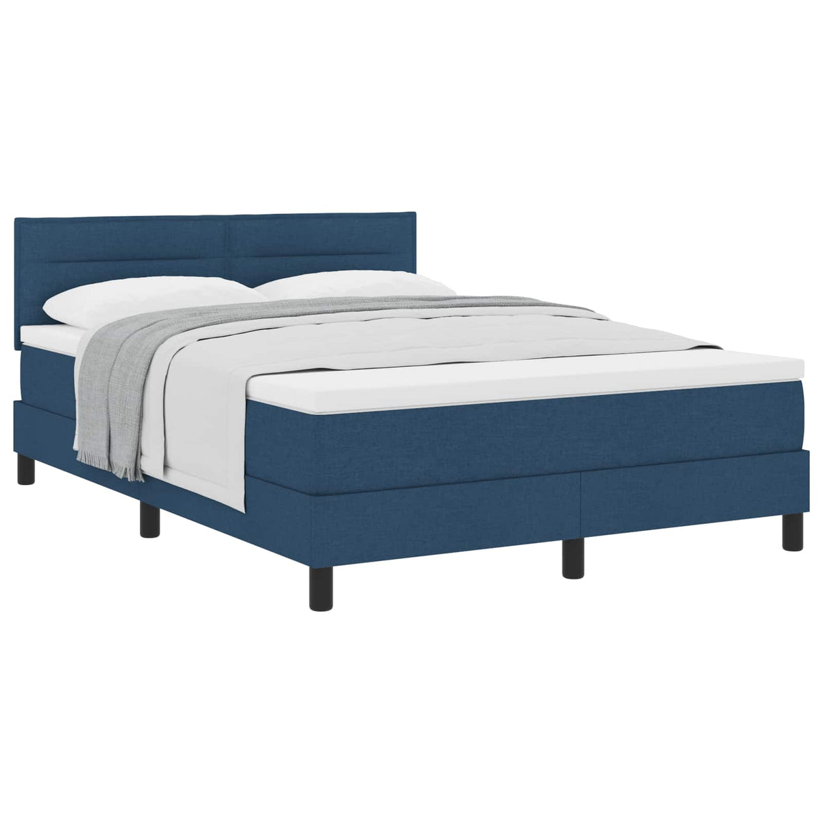 Boxspringbett mit Kissen mit Kopfteil Blau 160 x 200 cm Stoff