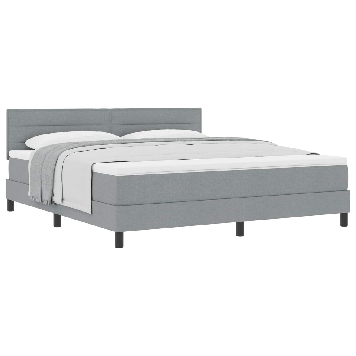Boxspringbett mit Kopfteil Hellgrau 180 x 200 cm Stoff