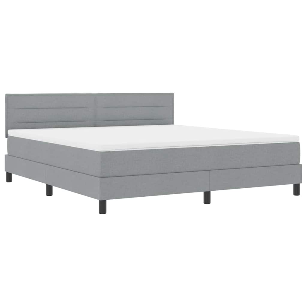 Boxspringbett mit Kopfteil Hellgrau 180 x 200 cm Stoff
