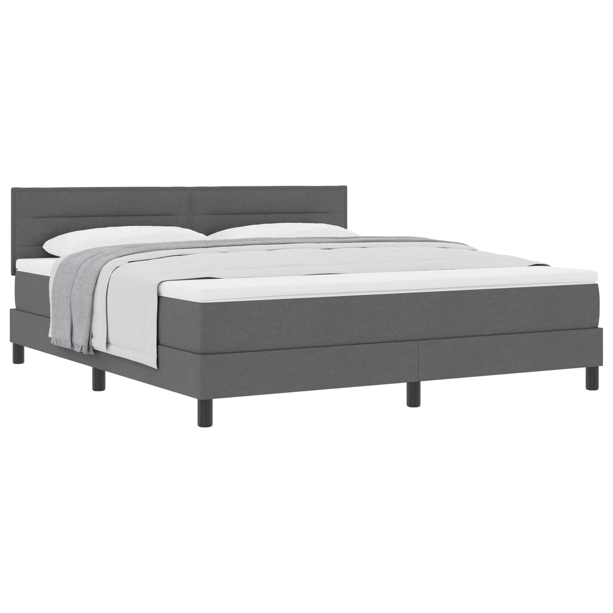 Boxspringbett mit Kopfteil Dunkelgrau 180 x 200 cm Stoff