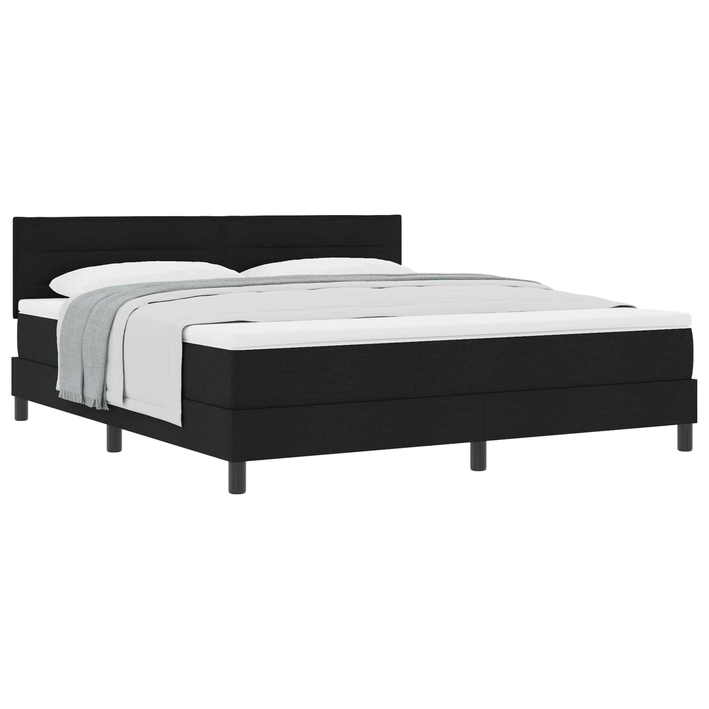 Boxspringbett mit Kopfteil Schwarz 180 x 200 cm Stoff