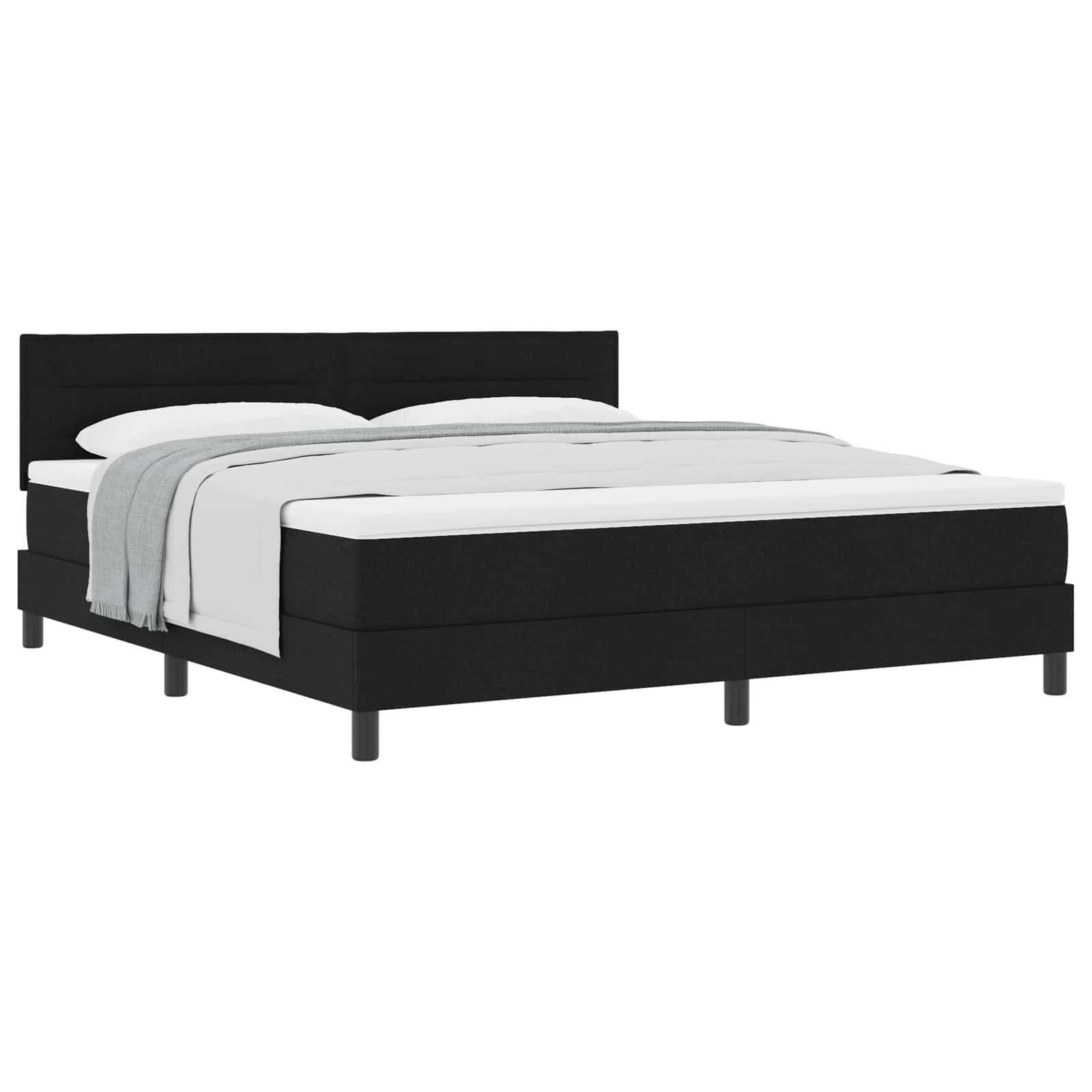 Boxspringbett mit Kopfteil Schwarz 180 x 200 cm Stoff
