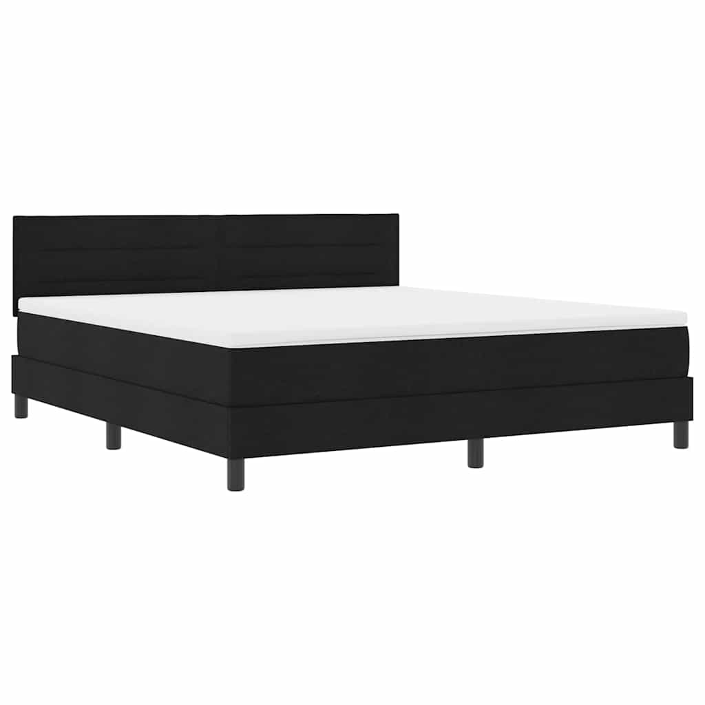 Boxspringbett mit Kopfteil Schwarz 180 x 200 cm Stoff