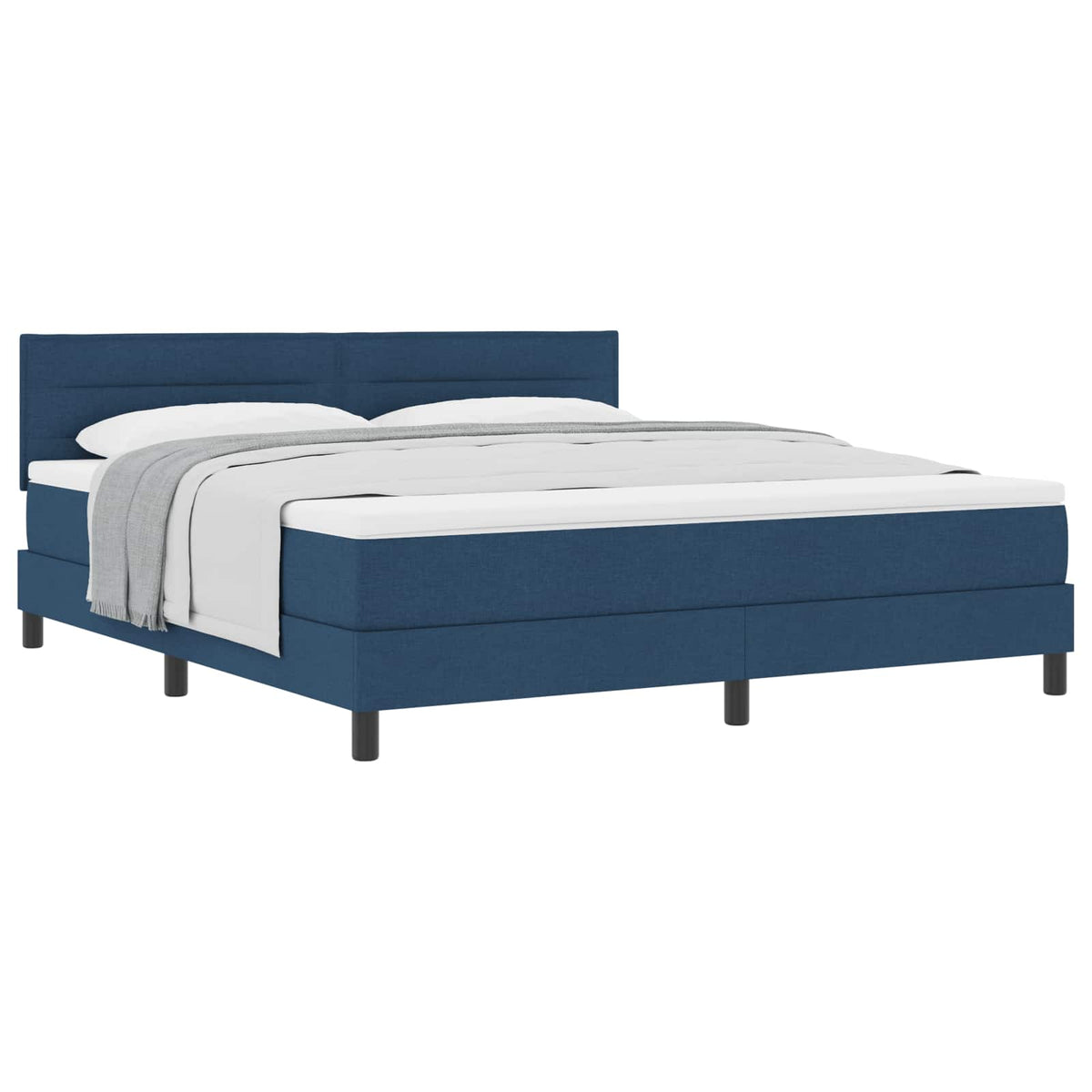 Boxspringbett mit Kopfteil Blau 180 x 200 cm Stoff