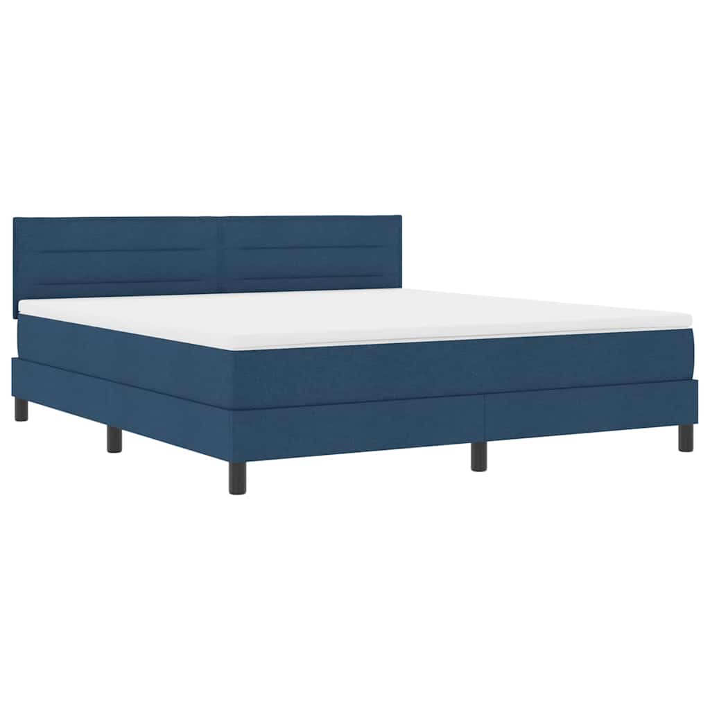 Boxspringbett mit Kopfteil Blau 180 x 200 cm Stoff