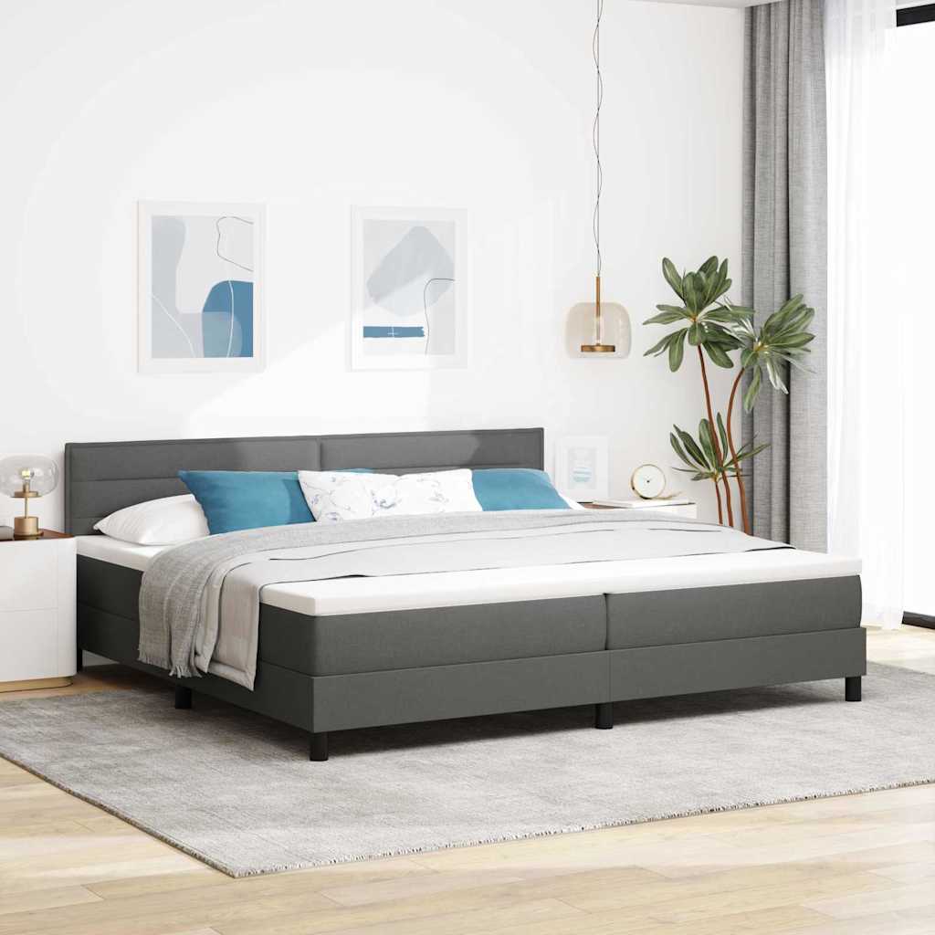 Boxspringbett mit Kopfteil Dunkelgrau 200 x 200 cm Stoff