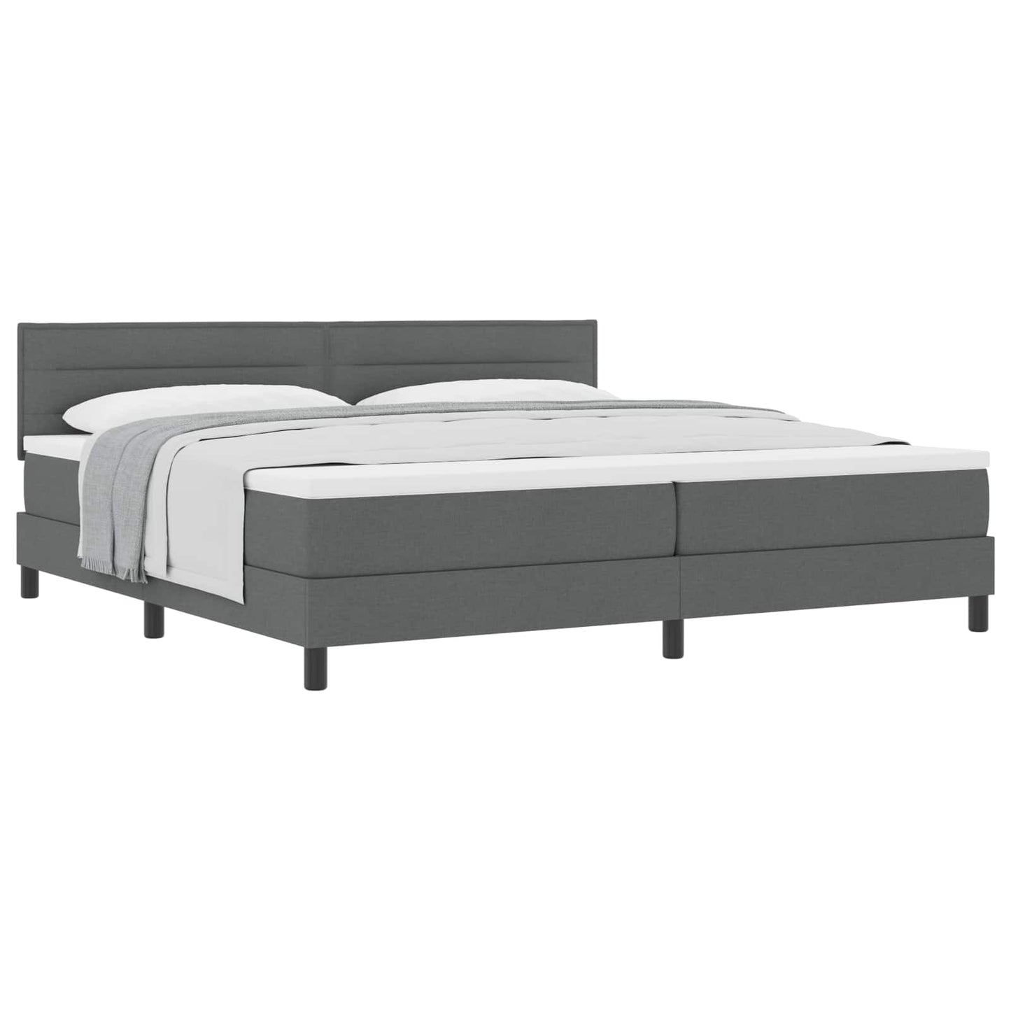 Boxspringbett mit Kopfteil Dunkelgrau 200 x 200 cm Stoff