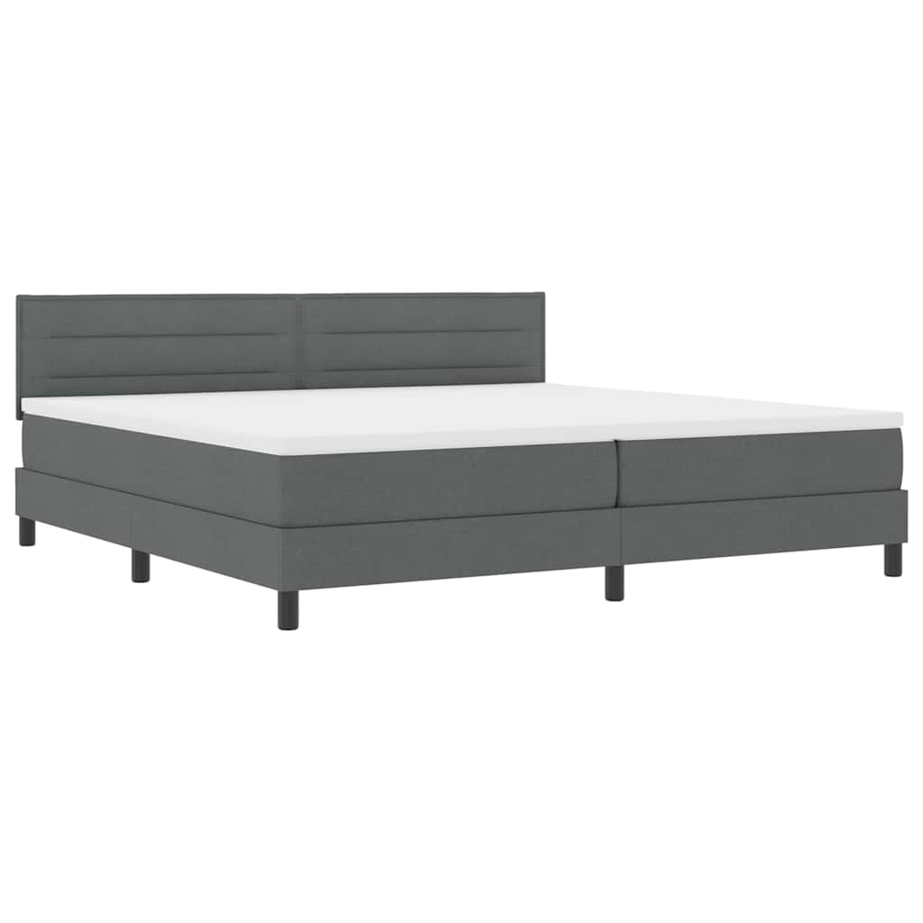 Boxspringbett mit Kopfteil Dunkelgrau 200 x 200 cm Stoff
