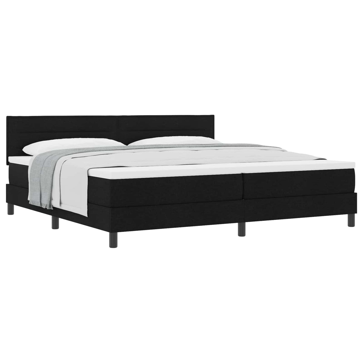 Boxspringbett mit Kopfteil Schwarz 200 x 200 cm Stoff